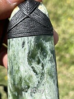 3 13/16 New Zealand MARSDEN Flower Jade RARE Nephrite Pounamu Maori ADZE TOKI