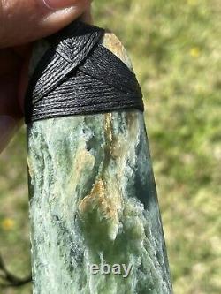 3 13/16 New Zealand MARSDEN Flower Jade RARE Nephrite Pounamu Maori ADZE TOKI