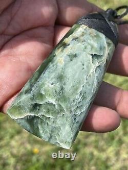 3 3/8 New Zealand MARSDEN Flower Jade SomeRED Nephrite Pounamu Maori ADZE TOKI