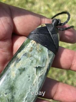 3 3/8 New Zealand MARSDEN Flower Jade SomeRED Nephrite Pounamu Maori ADZE TOKI