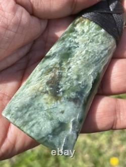 3 3/8 New Zealand MARSDEN Flower Jade SomeRED Nephrite Pounamu Maori ADZE TOKI