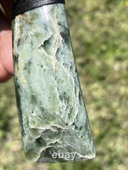 3 3/8 New Zealand MARSDEN Flower Jade SomeRED Nephrite Pounamu Maori ADZE TOKI