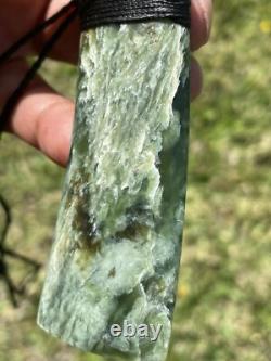 3 3/8 New Zealand MARSDEN Flower Jade SomeRED Nephrite Pounamu Maori ADZE TOKI