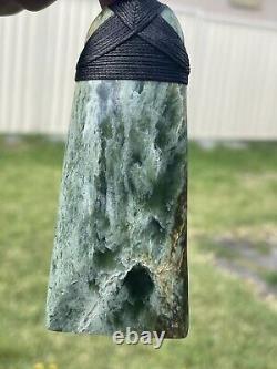 3 7/8 New Zealand MARSDEN Flower Jade RareRED Nephrite Pounamu Maori ADZE TOKI