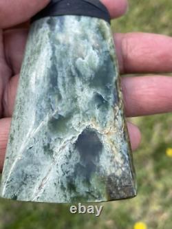 3 7/8 New Zealand MARSDEN Flower Jade RareRED Nephrite Pounamu Maori ADZE TOKI
