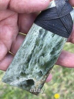 3 7/8 New Zealand MARSDEN Flower Jade RareRED Nephrite Pounamu Maori ADZE TOKI