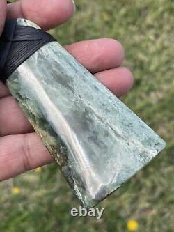 3 7/8 New Zealand MARSDEN Flower Jade RareRED Nephrite Pounamu Maori ADZE TOKI