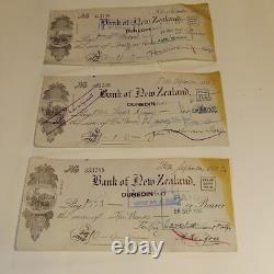 3-Antique 1933 New Zealand Cheque Bank Memorabilia AMP