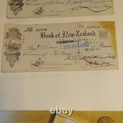 3-Antique 1933 New Zealand Cheque Bank Memorabilia AMP