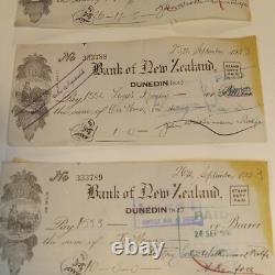 3-Antique 1933 New Zealand Cheque Bank Memorabilia AMP
