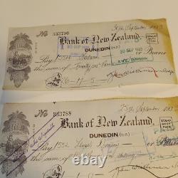 3-Antique 1933 New Zealand Cheque Bank Memorabilia AMP