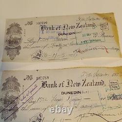 3-Antique 1933 New Zealand Cheque Bank Memorabilia AMP