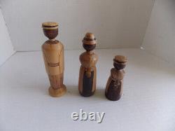 3 x New Zealand Hand painted Radiata Pine Family figurines 6,564+