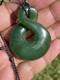 49mm SINGLE TWIST DARK/TRANSLUCENT New Zealand NEPHRITE Jade Pounamu Greenstone