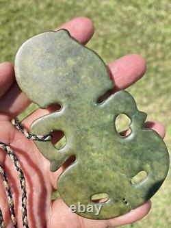 4 1/8 New Zealand Carver Nephrite Maori Greenstone Pounamu MARSDEN Jade Hei TIKI