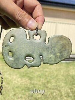 4 1/8 New Zealand Carver Nephrite Maori Greenstone Pounamu MARSDEN Jade Hei TIKI