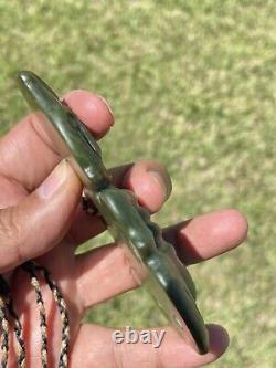 4 1/8 New Zealand Carver Nephrite Maori Greenstone Pounamu MARSDEN Jade Hei TIKI