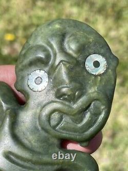 4 3/8 New Zealand Carver Nephrite Maori Greenstone Pounamu MARSDEN Jade Hei TIKI