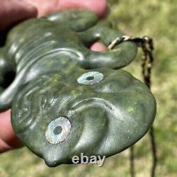 4 3/8 New Zealand Carver Nephrite Maori Greenstone Pounamu MARSDEN Jade Hei TIKI