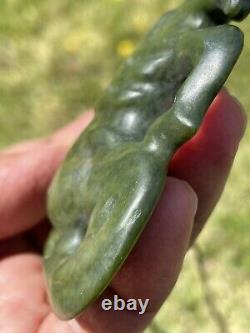 4 3/8 New Zealand Carver Nephrite Maori Greenstone Pounamu MARSDEN Jade Hei TIKI