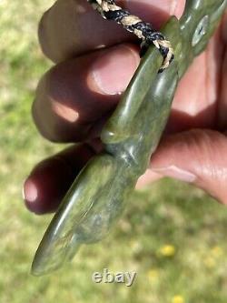 4 3/8 New Zealand Carver Nephrite Maori Greenstone Pounamu MARSDEN Jade Hei TIKI