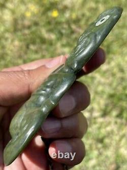 4 3/8 New Zealand Carver Nephrite Maori Greenstone Pounamu MARSDEN Jade Hei TIKI