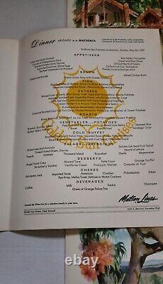 5 Vtg. MATSON CRUISE SHIP MENUS, CALIFORNIA HAWAII FIJI AUSTRALIA NEW ZEALAND