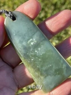 72mm CHATOYANT Maori Greenstone Pounamu RARE BLUE INANGA JADE THICK Kuru/Pendant