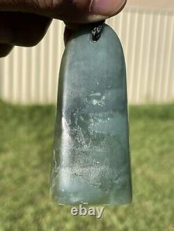 72mm CHATOYANT Maori Greenstone Pounamu RARE BLUE INANGA JADE THICK Kuru/Pendant