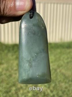 72mm CHATOYANT Maori Greenstone Pounamu RARE BLUE INANGA JADE THICK Kuru/Pendant