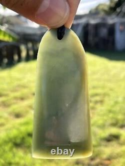 72mm CHATOYANT Maori Greenstone Pounamu RARE BLUE INANGA JADE THICK Kuru/Pendant