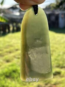 72mm CHATOYANT Maori Greenstone Pounamu RARE BLUE INANGA JADE THICK Kuru/Pendant