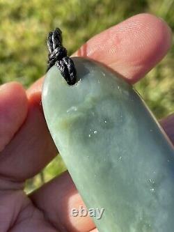 72mm CHATOYANT Maori Greenstone Pounamu RARE BLUE INANGA JADE THICK Kuru/Pendant