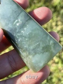 72mm CHATOYANT Maori Greenstone Pounamu RARE BLUE INANGA JADE THICK Kuru/Pendant