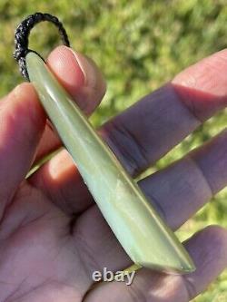 72mm CHATOYANT Maori Greenstone Pounamu RARE BLUE INANGA JADE THICK Kuru/Pendant