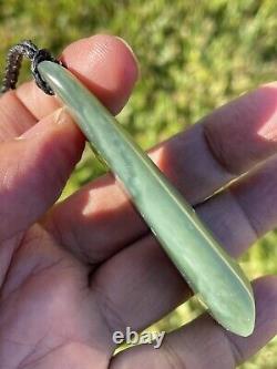 72mm CHATOYANT Maori Greenstone Pounamu RARE BLUE INANGA JADE THICK Kuru/Pendant