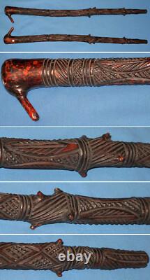A25 Maori Hardwood Spear Thrower (Atlatl) with Incised Art from New Zealand