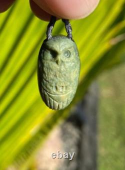 Aaron Brown Tiny Nz Maori Pounamu Greenstone Nephrite Flower Jade Ruru Owl