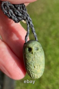 Aaron Brown Tiny Nz Maori Pounamu Greenstone Nephrite Flower Jade Ruru Owl