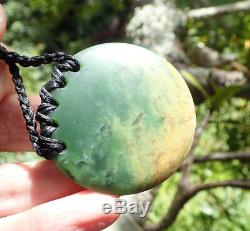 Aaron Greaves Nz Maori Greenstone Pounamu Nephrite Flower Jade Disc Necklace
