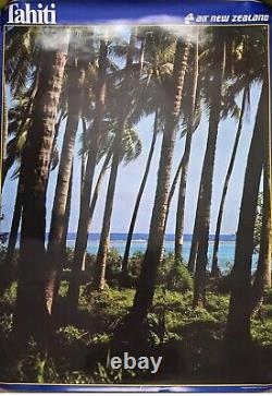 Air New Zealand Airline Promo Posters Tahiti Fiji Cook Island 1980s 36x26