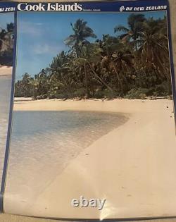 Air New Zealand Airline Promo Posters Tahiti Fiji Cook Island 1980s 36x26