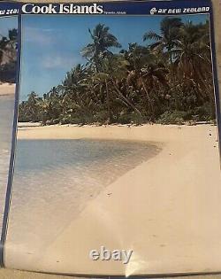 Air New Zealand Airline Promo Posters Tahiti Fiji Cook Island 1980s 36x26