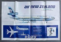 Air New Zealand Douglas Dc-10 Big 10 Cutaway Large Poster Brochure 1972 Airline