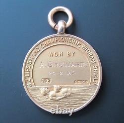 Antique 9ct Gold New Zealand Life Saving Championship Medal Award Wigram Shield