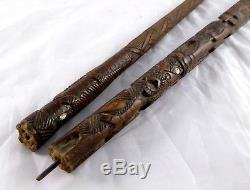 Antique Carved New Zealand Maori Tokotoko Walking Stick Tribal Art LAYBY AVA