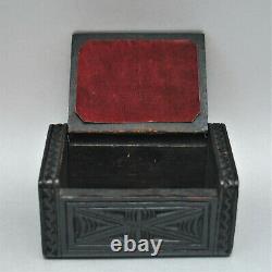 Antique Ethnographic Maori Kapua Wood Zealand Box Mother Pearl Abalone Inlay