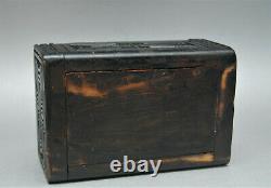 Antique Ethnographic Maori Kapua Wood Zealand Box Mother Pearl Abalone Inlay