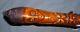 Antique Heavy New Zealand Maori Totem Cane Walking Stick Paua Shells Metal Spike