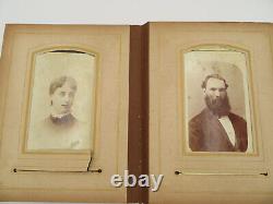 Antique Leather Photo Album 24 Portrait Photos Dunedin Christchurch New Zealand